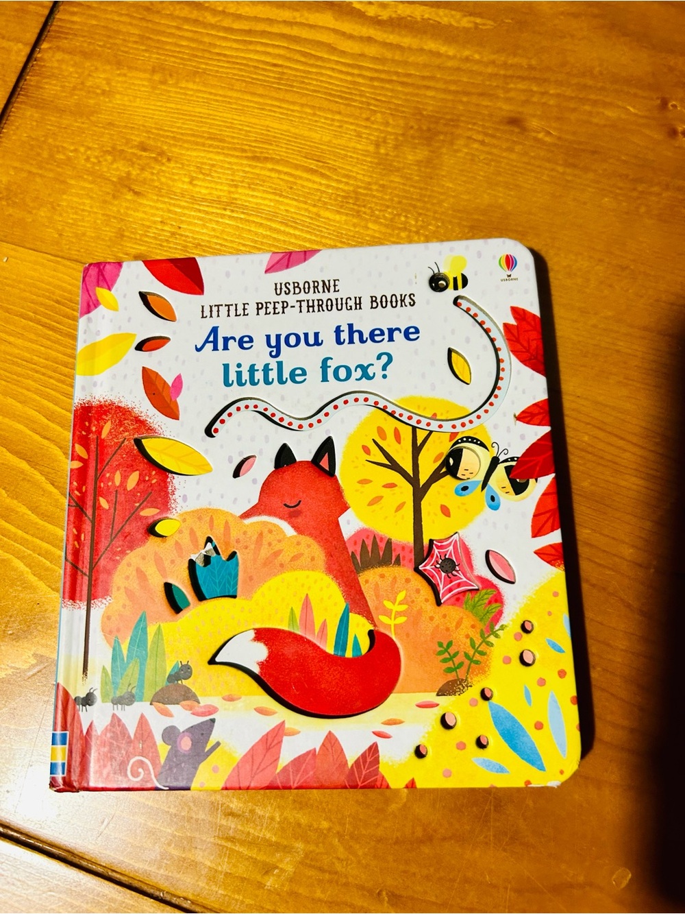 (3/$10)Usborne Are You There Little Fox? - Colorful Red & Yellow Kids Board Book